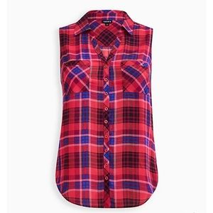 Torrid Madison sleeveless button front collar shirt size L 12 (torrid 0)